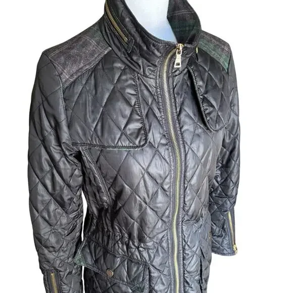 Sam Edelman Women's Lexi Quilted Jacket with Plaid Trim- Size Small - Picture 6 of 16